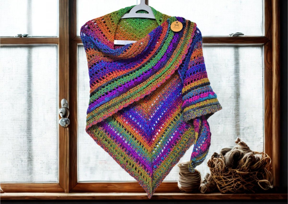 Háčkovaný barevný šátek 2103