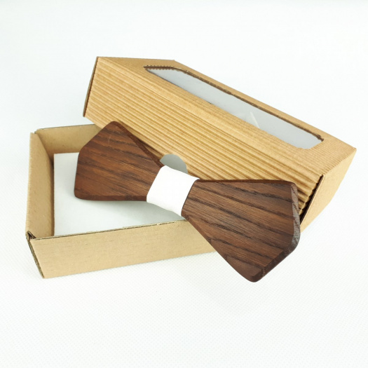 Dřevěný motýlek dub - bílý