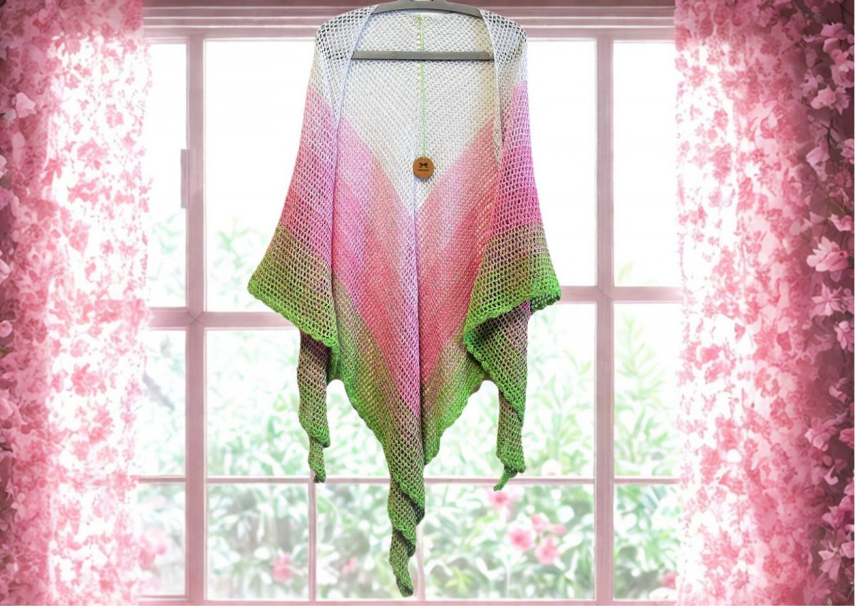 Háčkovaný šátek XXL v pudrových 2118