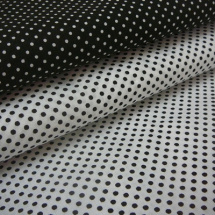 Bavlněná látka - metráž - černý puntíček na bílé - š. 150 cm