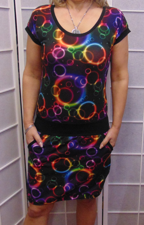 Šaty barevná kolečky XS - XXXL