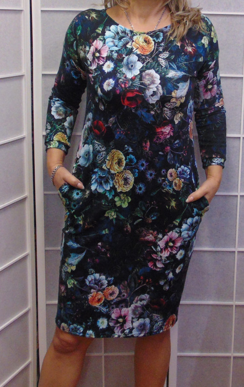 Šaty s kapsami květy S - XXXL