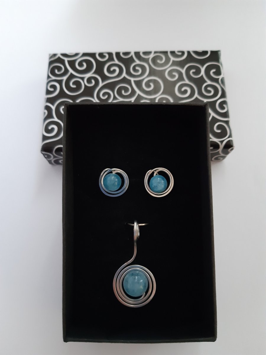 Sada - modrý křemen - chirurgická ocel