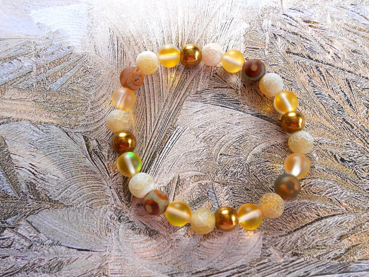 Náramek - hematit, opalit, achát (381/19)