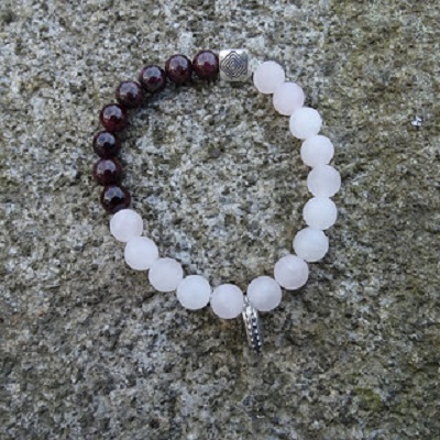 náramek růženín - rubín  8 mm