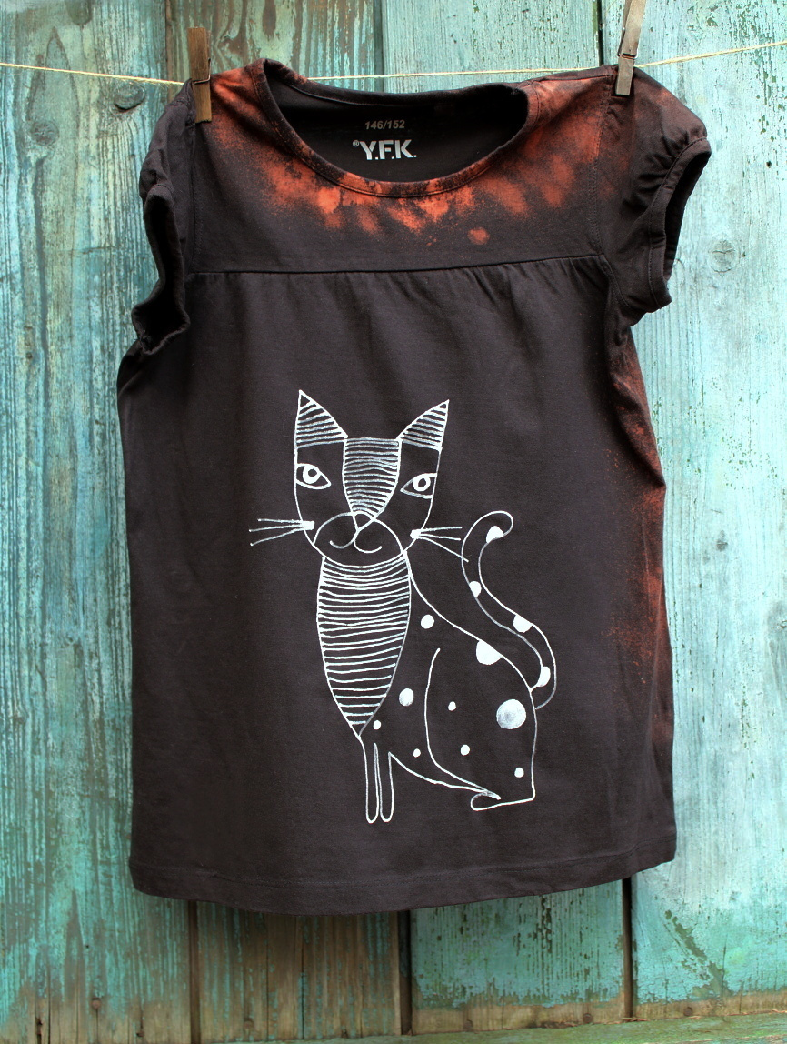 Dívčí tunika s kočkou 146/152