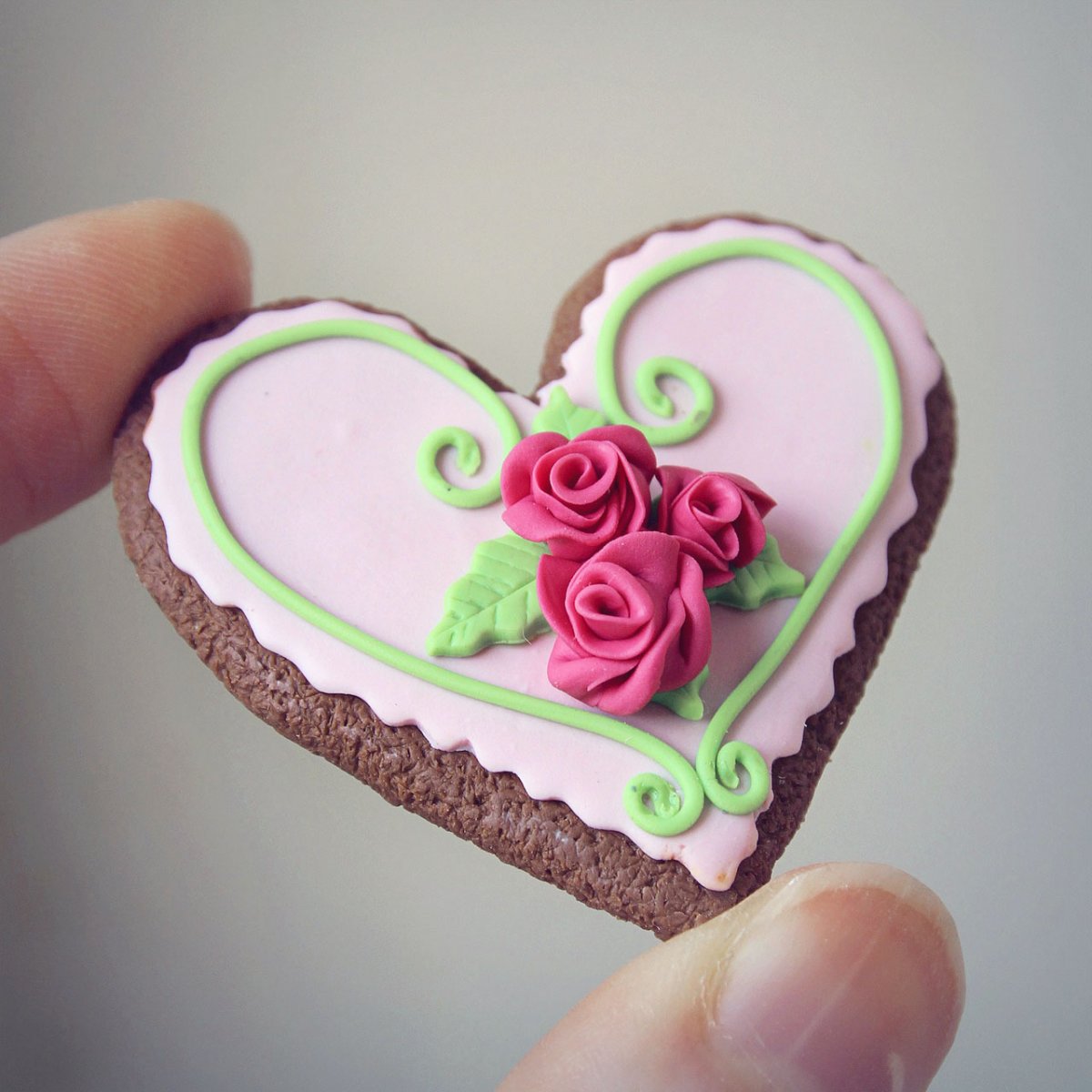 Perníkové srdce s růžičkami