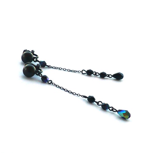 Řetízkové černé klipsy s odleskem