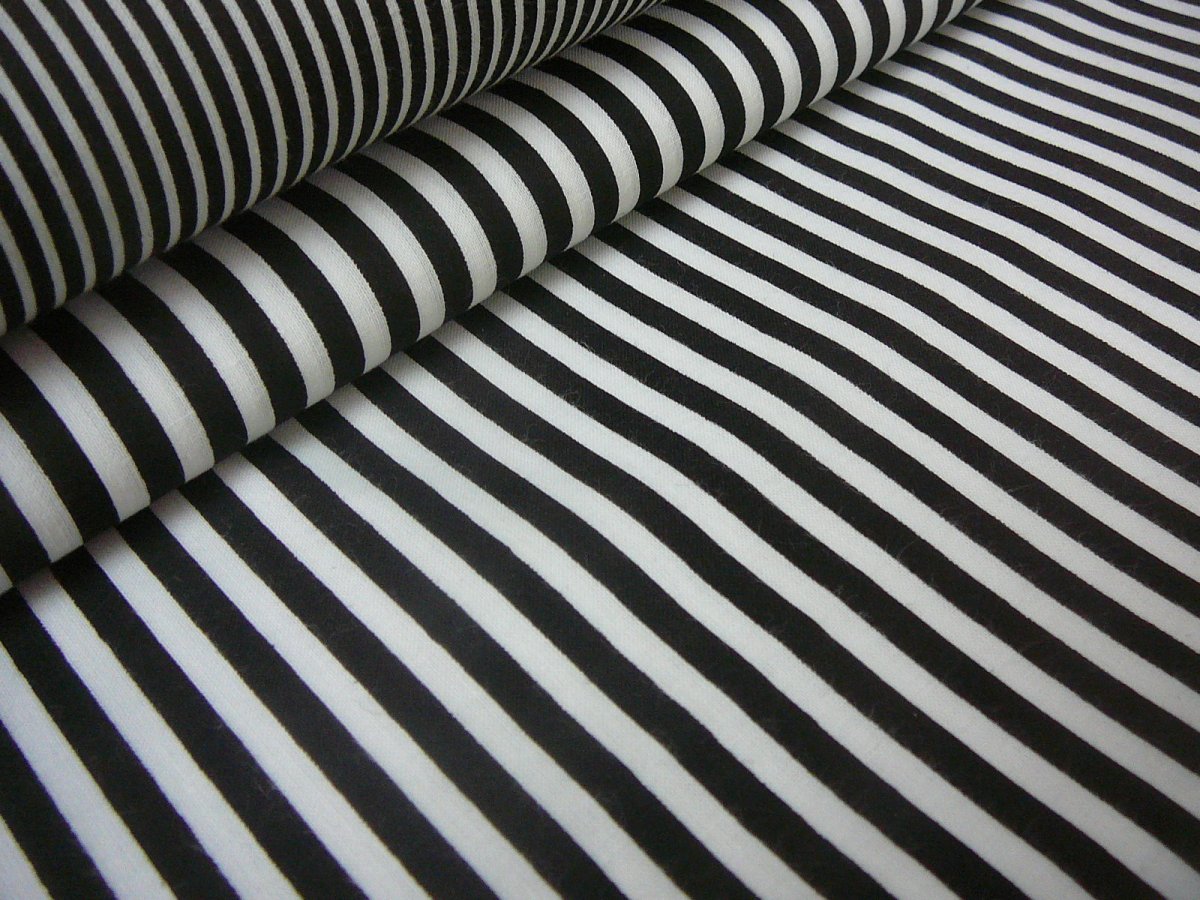 Bavlněná látka - metráž - černobílý proužek  - š. 150 cm