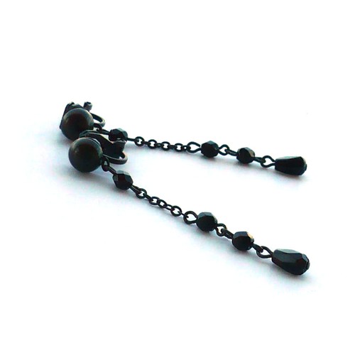 Řetízkové černé klipsy s kapkou