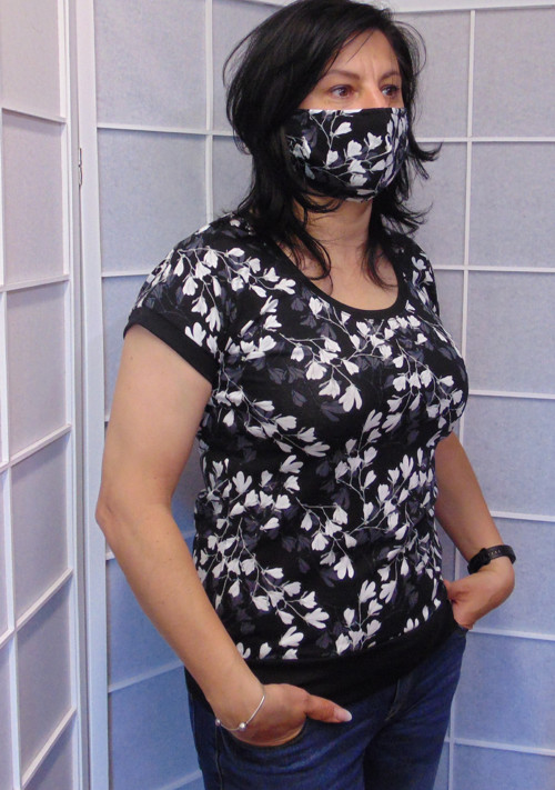 Tričko bílé květy XS - XXXL