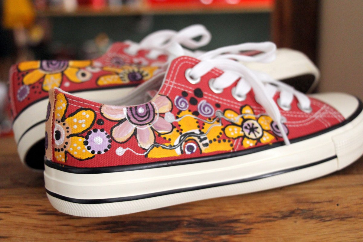 Malované botky s květy vel. 38 SKLADEM