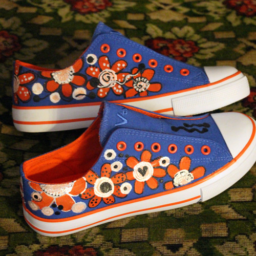 Malované botky s květy vel. 38 SKLADEM