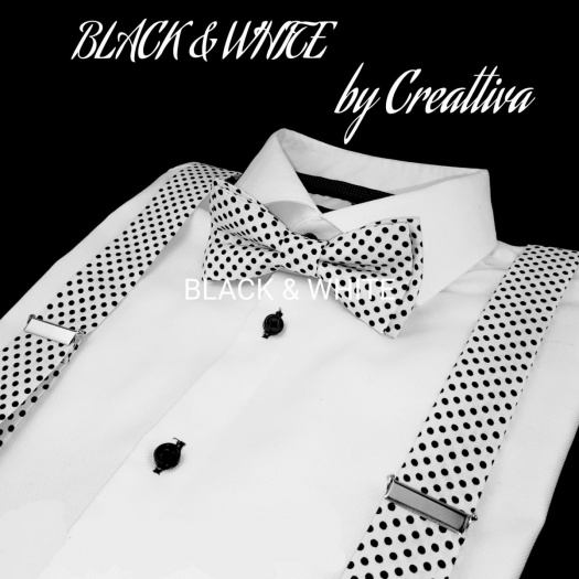 Černobílý Set Motýlek a Šle