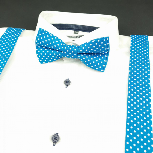 Set Motýlek a Šle - modrý Tečkovaný