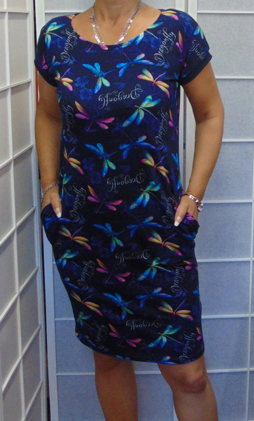 Šaty s kapsami - vážky S - XXXL