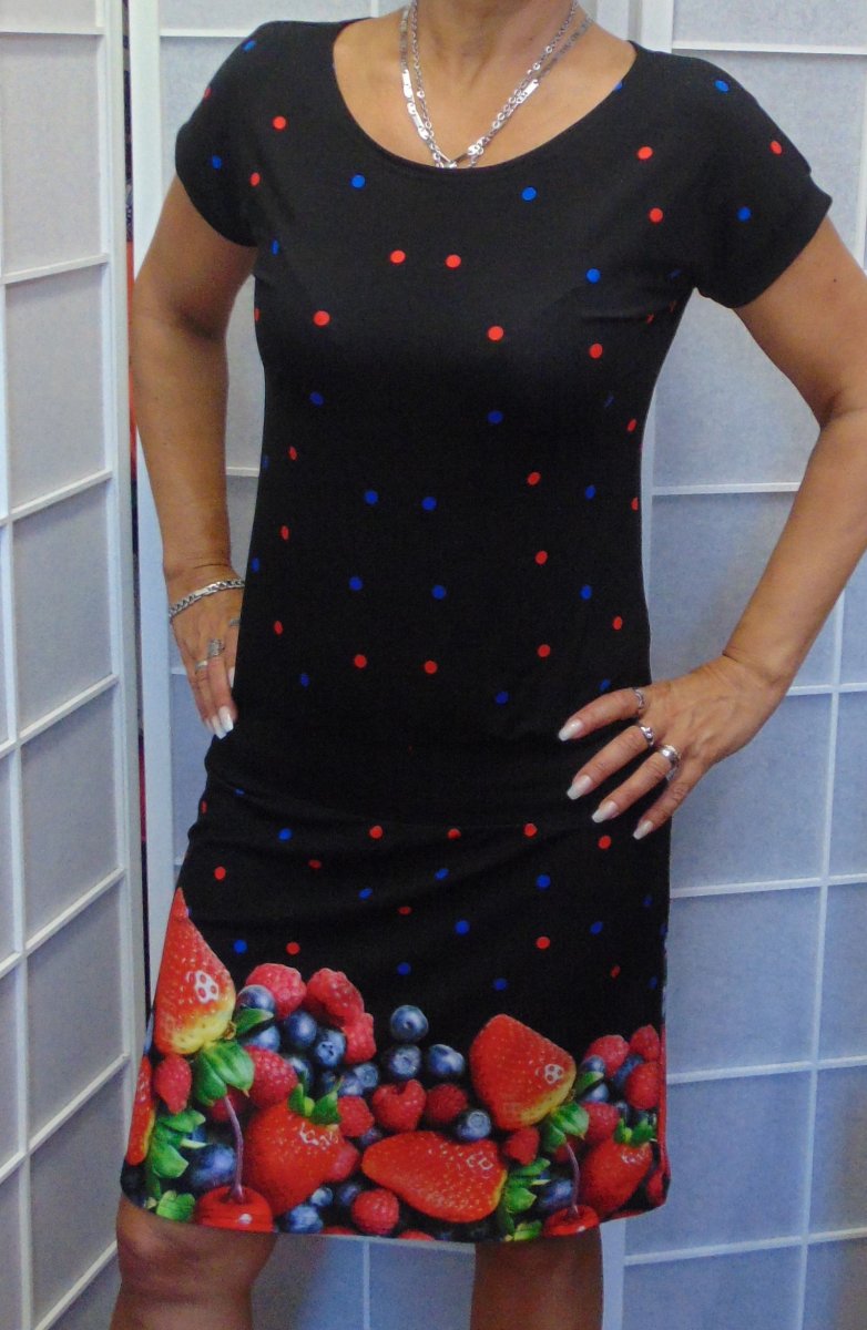 Šaty - puntíky a ovoce (viskóza)