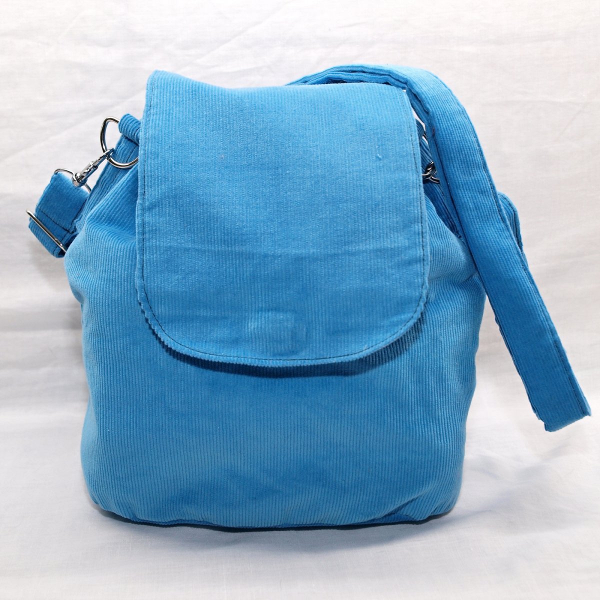 Kabelka a batůžek 2v1 - Modrý manžestrový