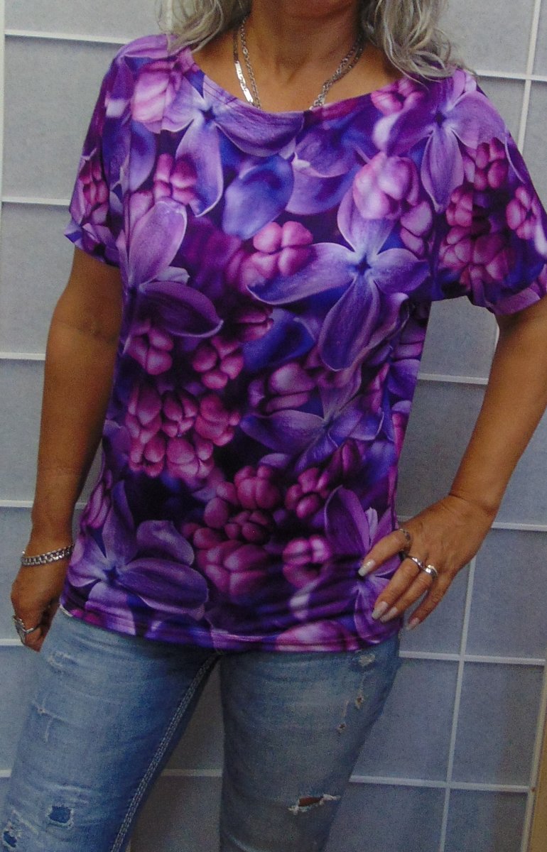 Volné tričko - šeřík (viskóza)