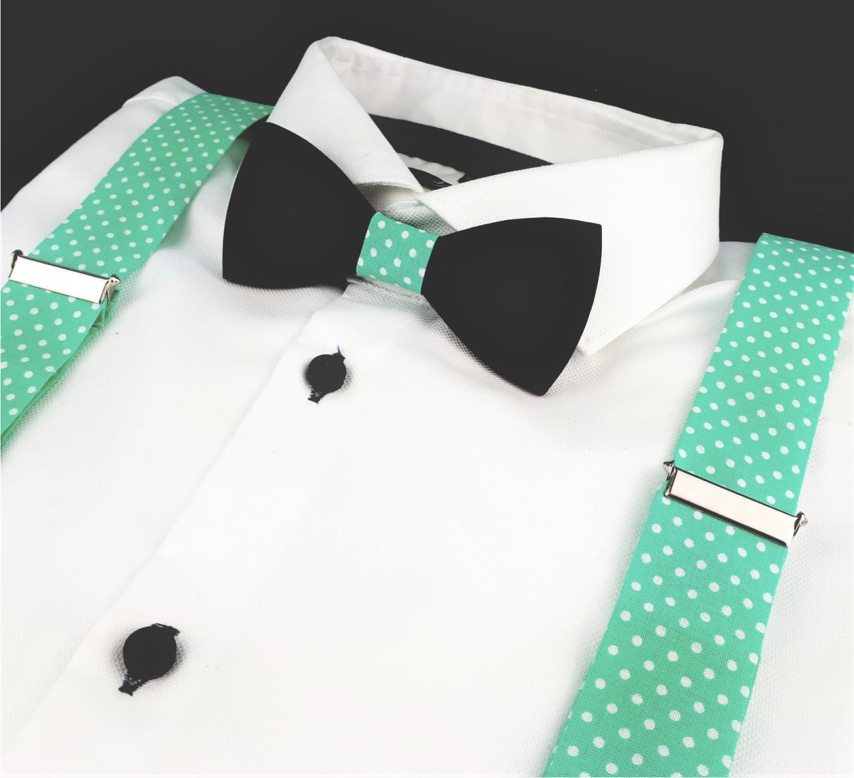 Mentolový Set Dřevěný Motýlek a Šle