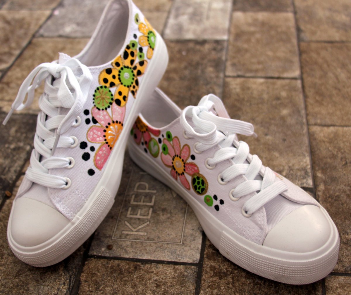 Malované botky s květy vel. 37 SKLADEM