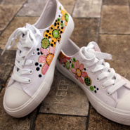 Malované botky s květy vel. 37 SKLADEM