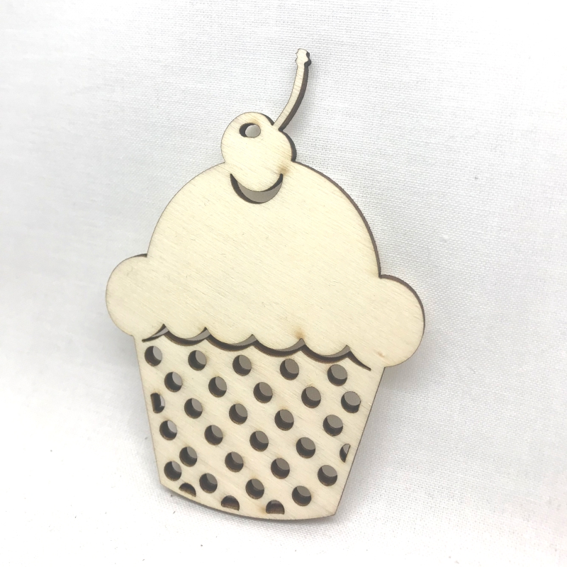 Cupcake - dřevěná dekorace - W211c
