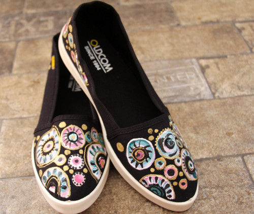 Malované botky černé mandaly vel.40 skladem