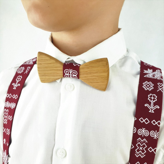 Detský Set Dřevěný Motýlek a Šle bordový