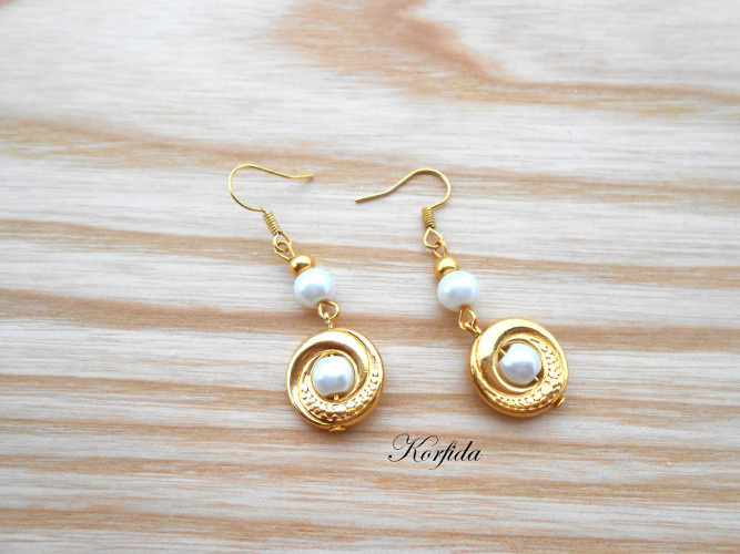 Náušnice kolečka barvy zlaté s bílou