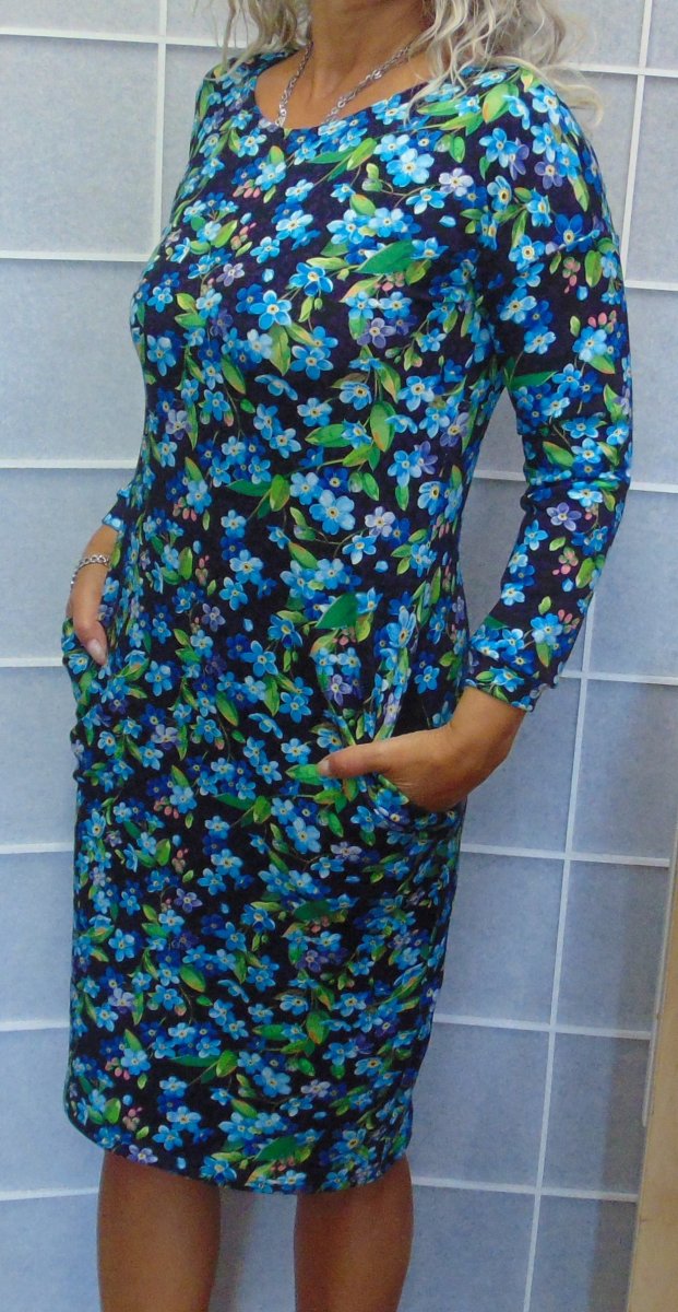 Šaty s kapsami - pomněnky (bavlna)