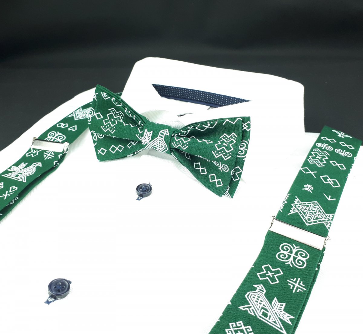 Set Folklórní Motýlek a Šle - zelený