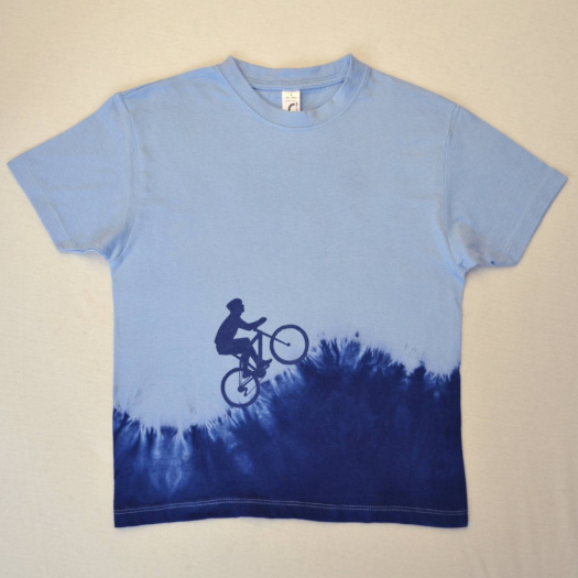 Modré dětské tričko s cyklistou (vel. 118-128) 11795509