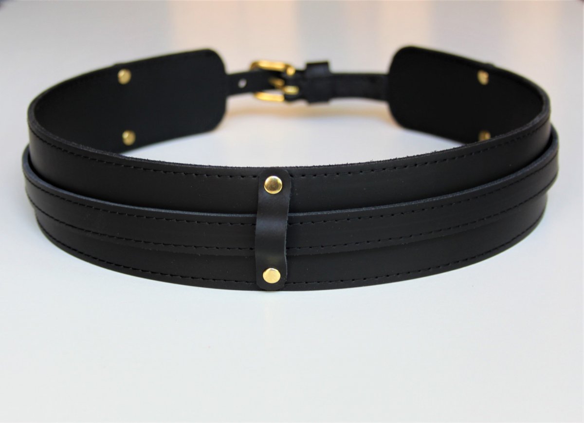 Kožený opasek dva v jednom, zlaté kování