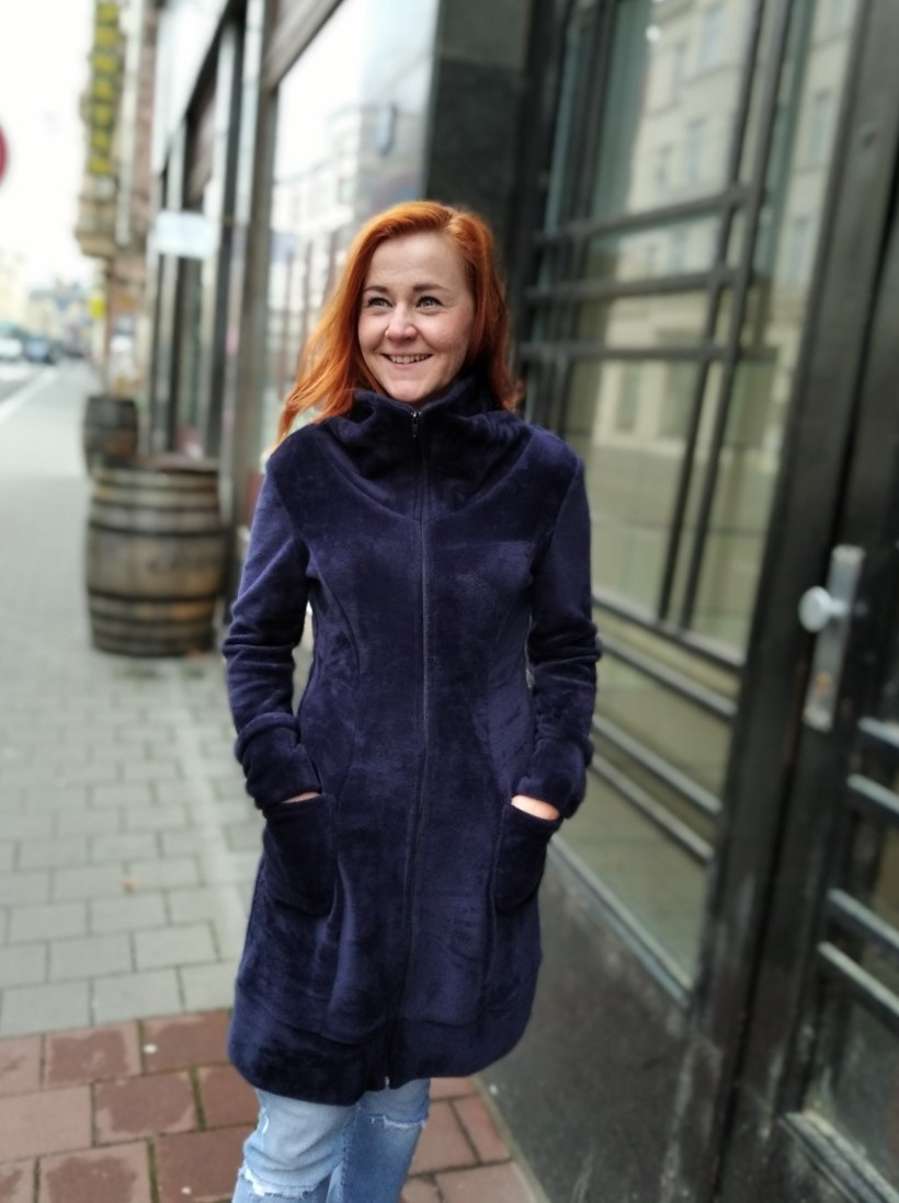 Dlouhý kabátek - barva tmavě modrá, velikost S/M - MAXI SLEVA:)