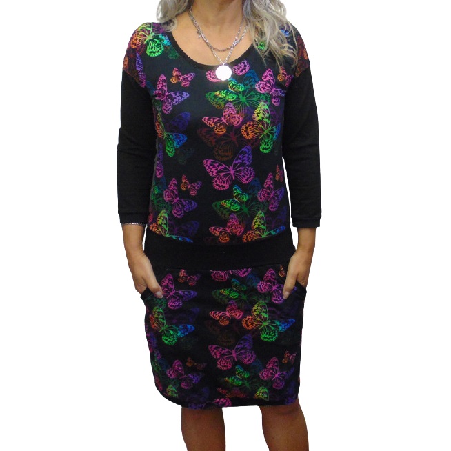 Šaty barevní motýli S - XXXL