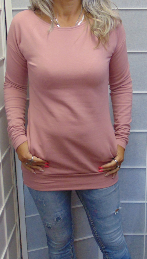 Mikina s kapsmi - pudrová S - XXXL