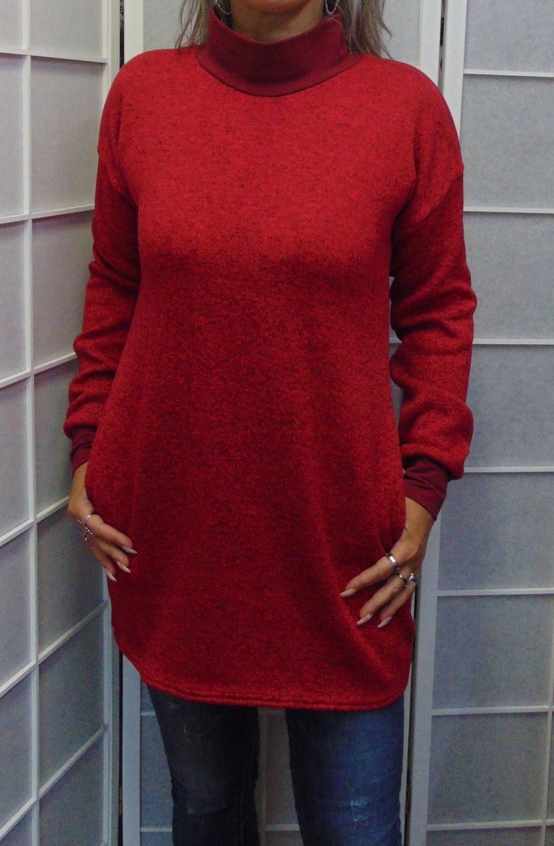 Tunika s kapsami - barva červená (svetrovina)