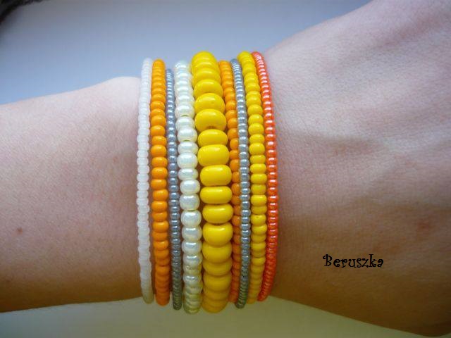 Paměťový náramek - oranžová se žlutou a bílou