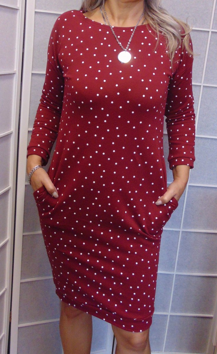 Šaty s kapsami - puntíky S - XXXL