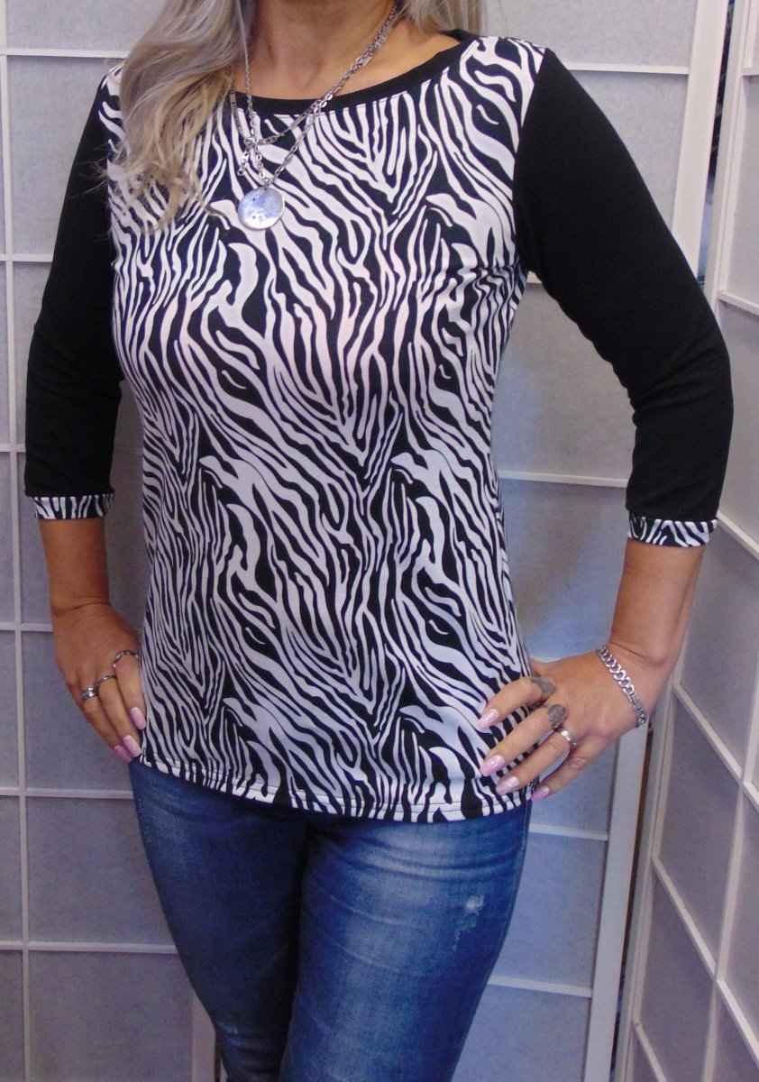 Tričko s 3/4 rukávem - zebra (bavlna)
