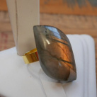 Labradorit z Madagaskaru pozlacený prstýnek univerzální velikost