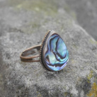 Kapka z ABALONE SHELL perletě, starozlatý prstýnek