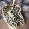 ,,Anděl,, soška-svicinek, originál, modelováni, keramická hlína,  22cm