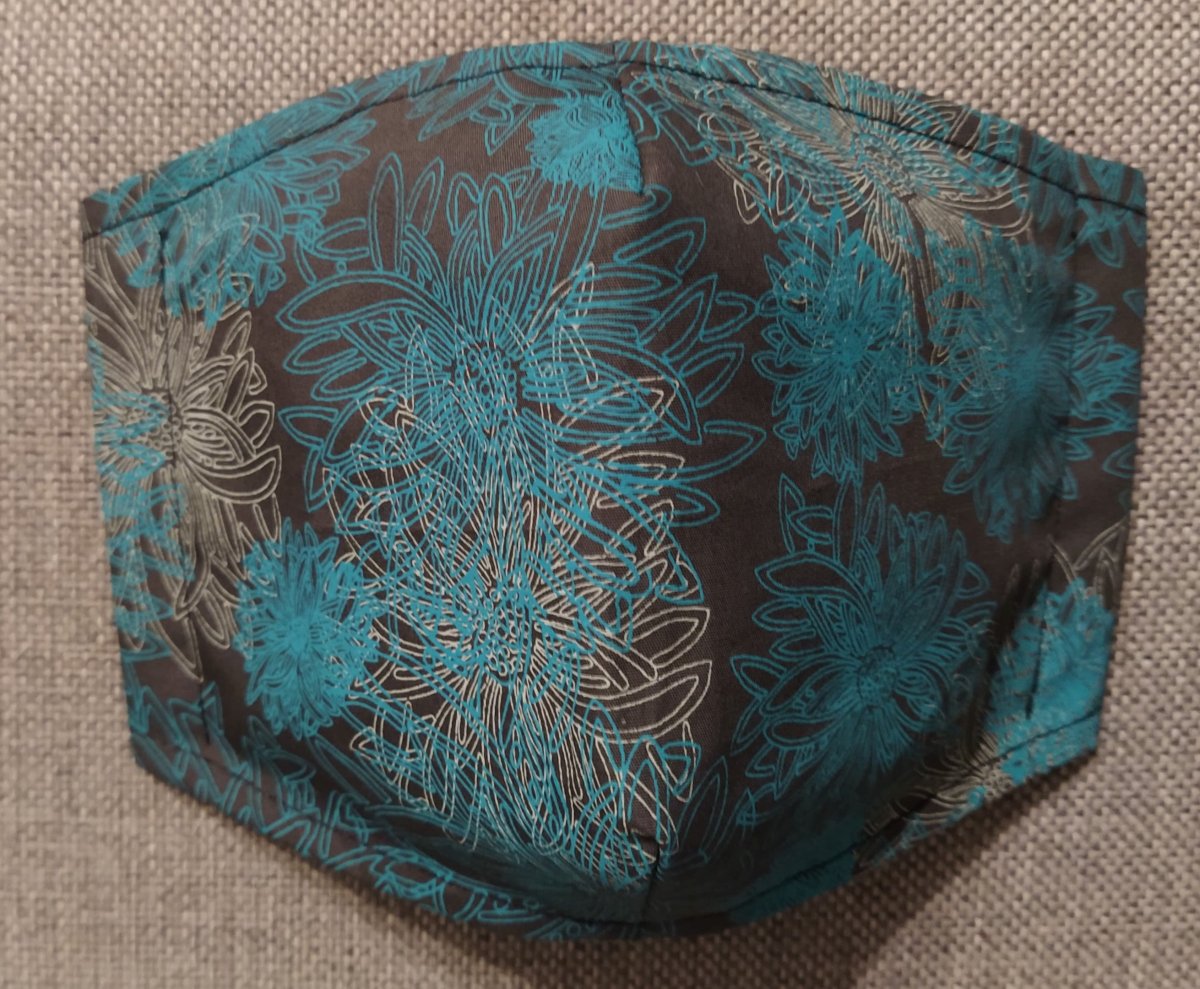 Rouška Designová  Tyrkysové květy