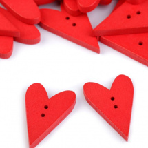 Dřevěný dekorační knoflík srdce (1ks) - červená