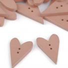 Dřevěný dekorační knoflík srdce (1ks) - pudrová