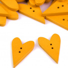 Dřevěný dekorační knoflík srdce (1ks) - hořčicová