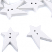 Dřevěný dekorační knoflík hvězda (1ks) - bílá