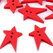 Dřevěný dekorační knoflík hvězda (1ks) - červená